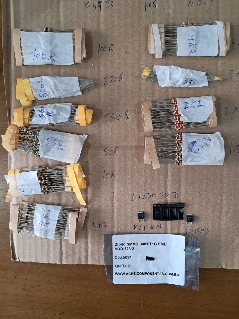Kit- capacitor -transistor - Diodo - Resistor - Diodo cmd - transistor cmd  - Foto 4