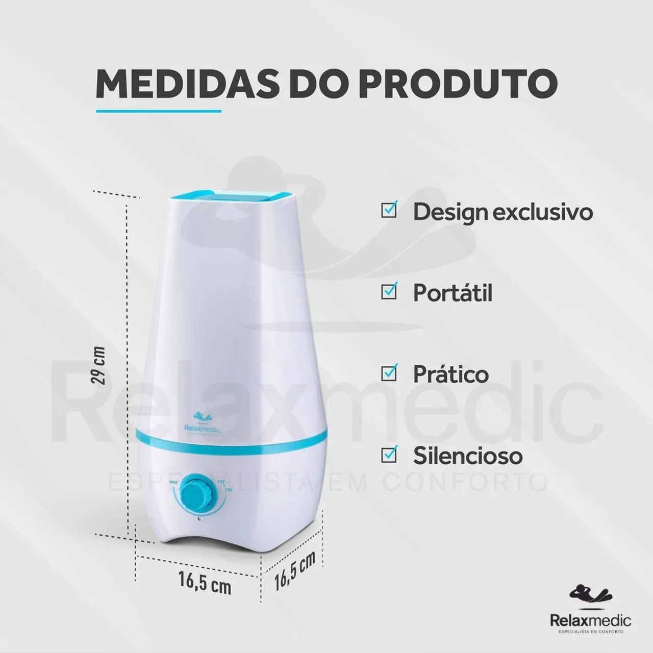 Umidificador De Ar Ultrassônico Relaxmedic 2L<br>