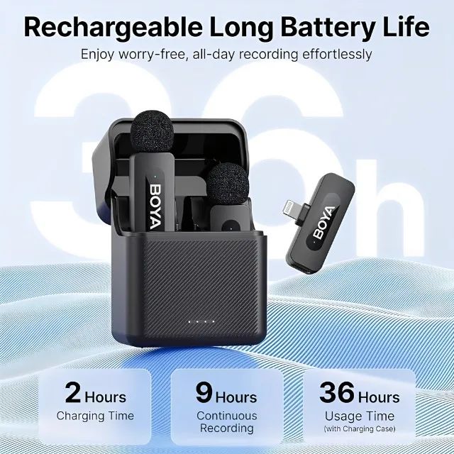 Microfone Sem Fio Boya BY-V3 Combo para iPhone e iPad Lightning Preto - Foto 2