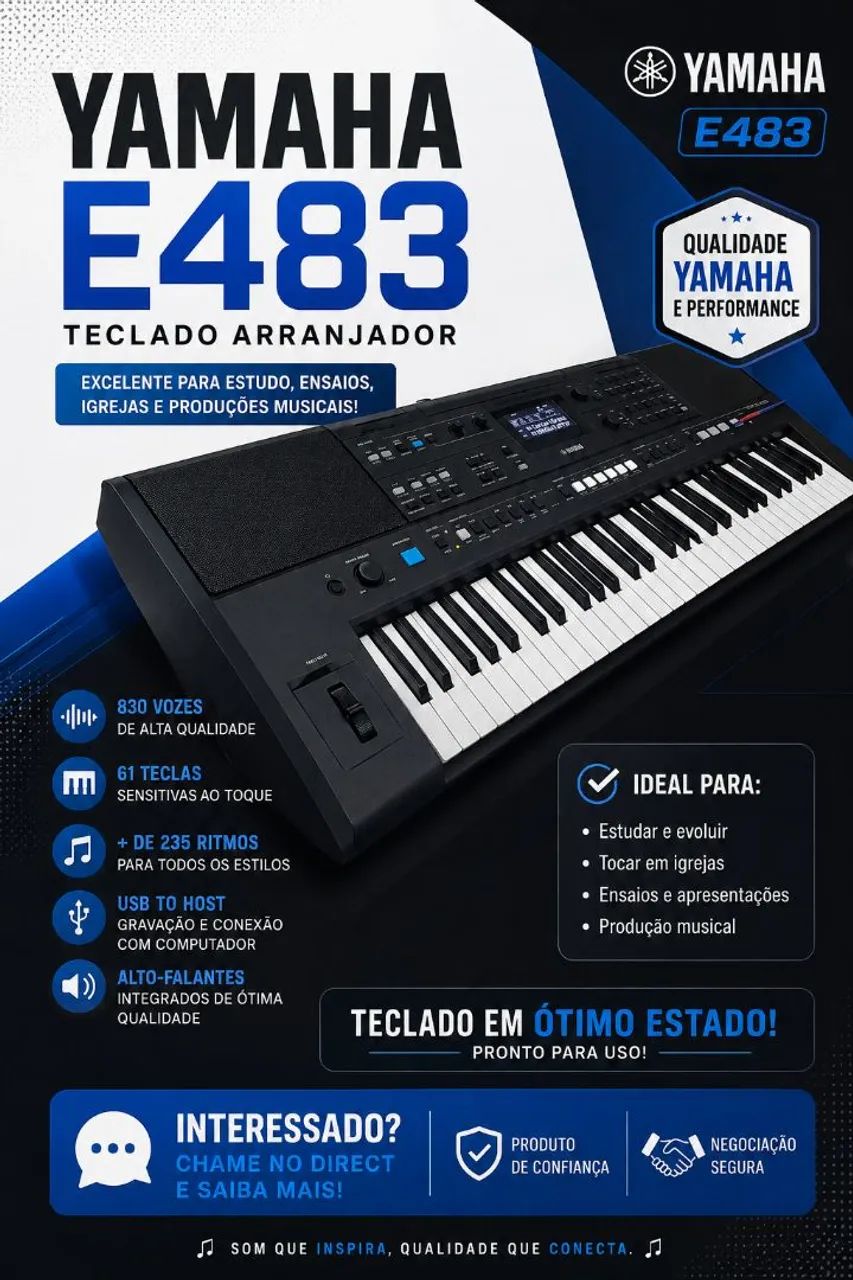 Teclado E 483 da Yamaha - Foto 2