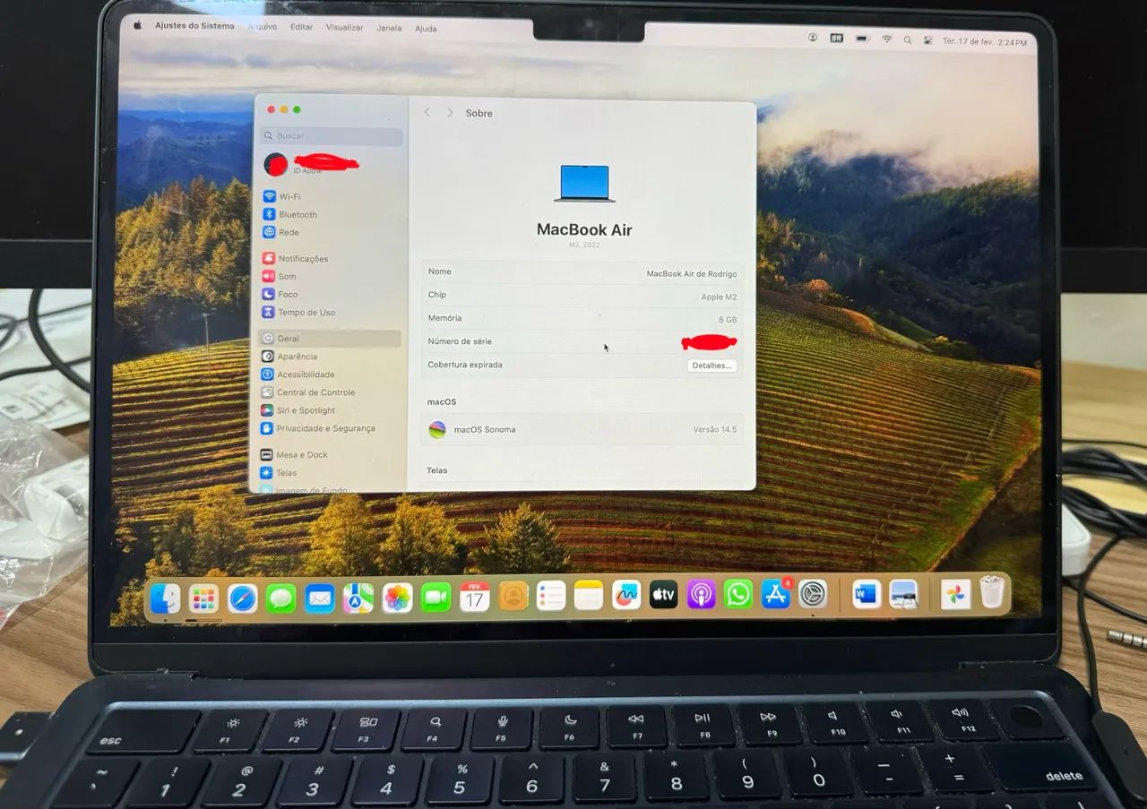 MacBook Air M2 (2022) - 256GB - Cor Meia-noite (Midnight
