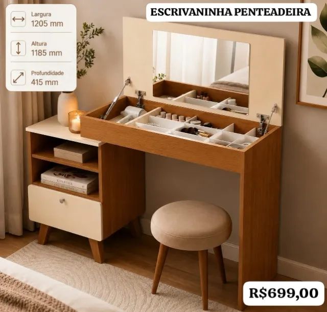 Escrivaninha com penteadeira - Foto 2