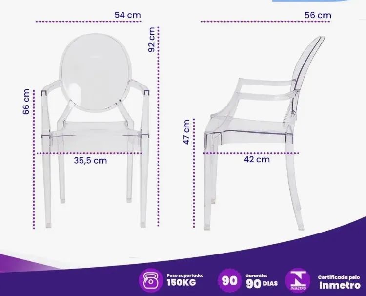 2 Cadeiras modelo Louis Ghost - Foto 3