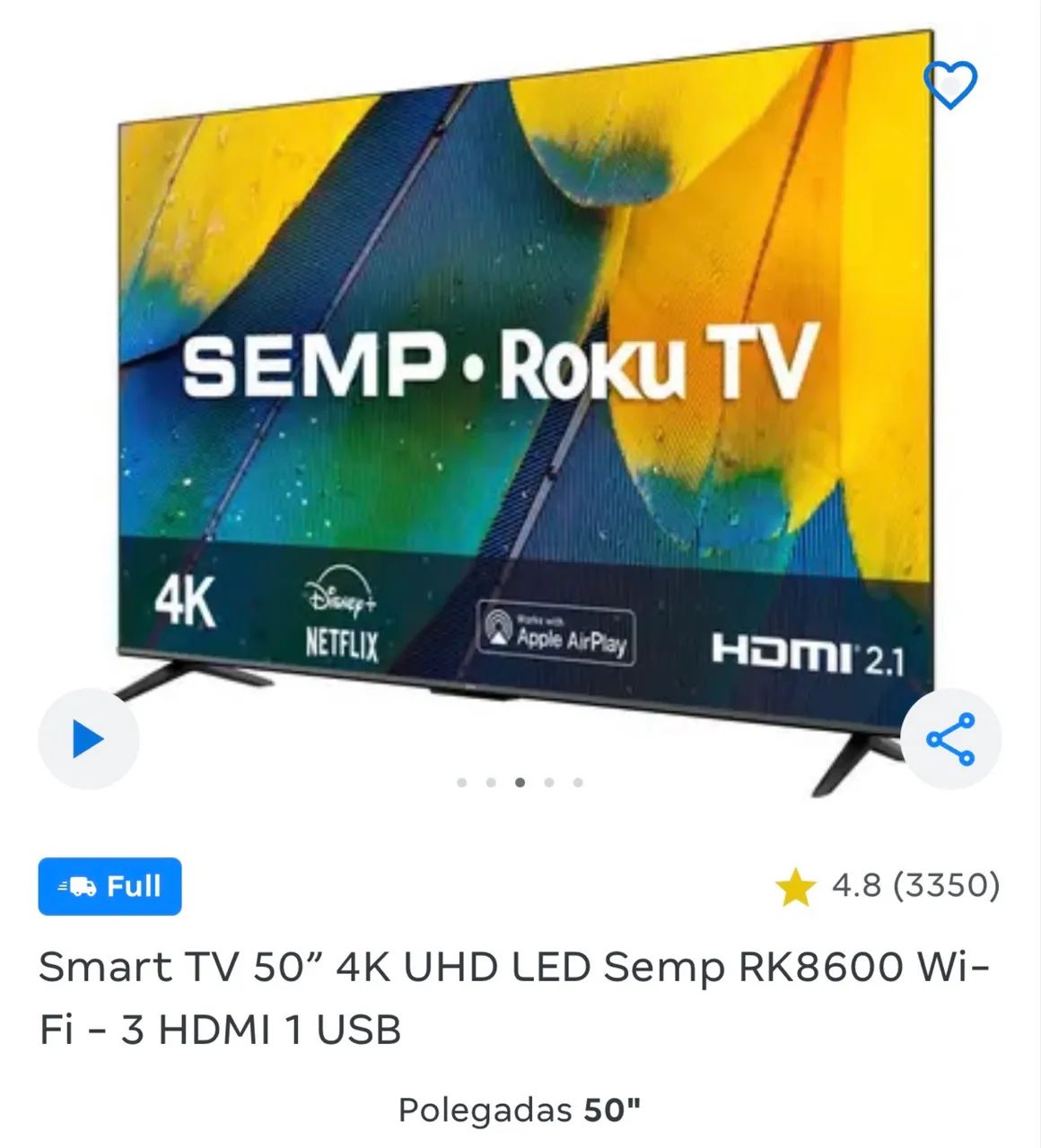 Smart TV 50" 4K UHD LED Semp RK8600 WiFi - 3 HDMI 1 USB - Foto 4