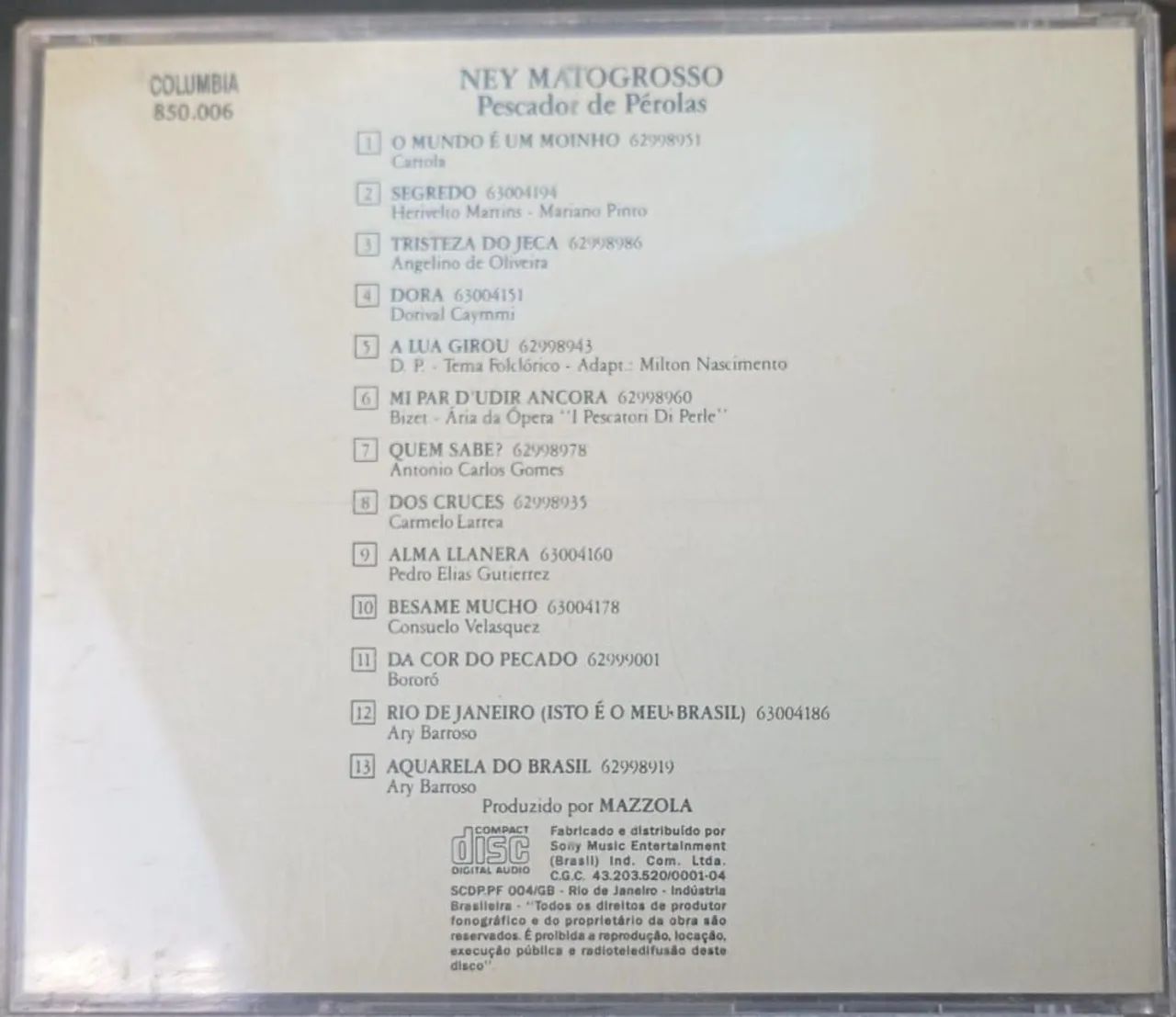 CD Ney Matogrosso - Pescador de Pérolas - Foto 2