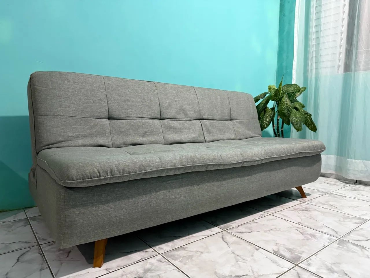 Sofá cama linho cinza perfeito estado - Foto 3
