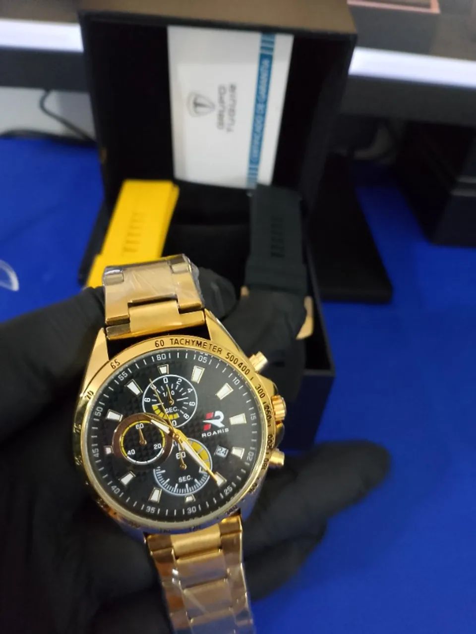 Relógio Masculino Roaris  Dourado - Foto 3