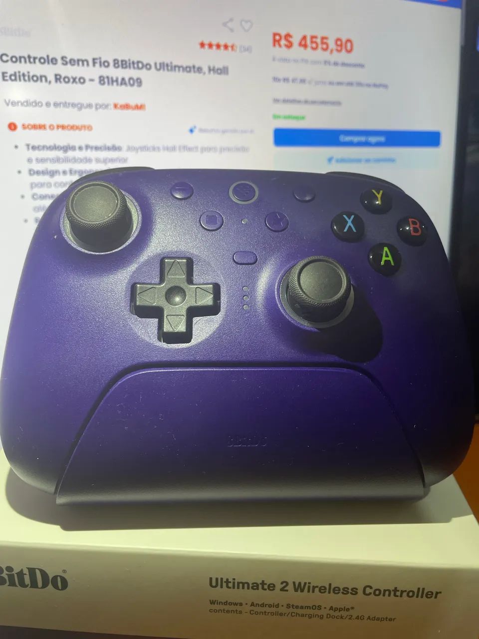 Controle 8BITDO Ultimate 2 Roxo  - Foto 2