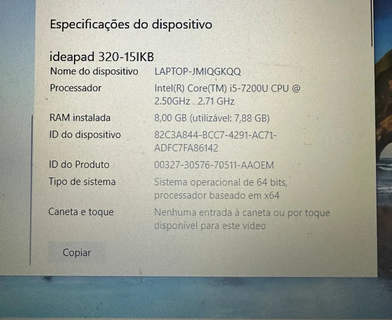 Notebook Le Novo Ideapad -320 15Ikb  + brinde uma capa case preto  - Foto 3