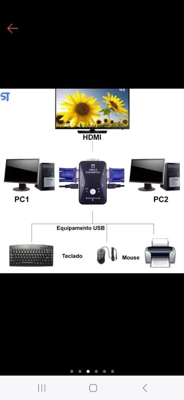 Switch KVM  2 portas USB e VGA  - Foto 5