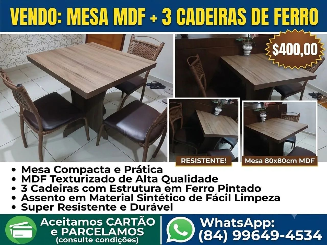 Mesa em MDF 80x80 