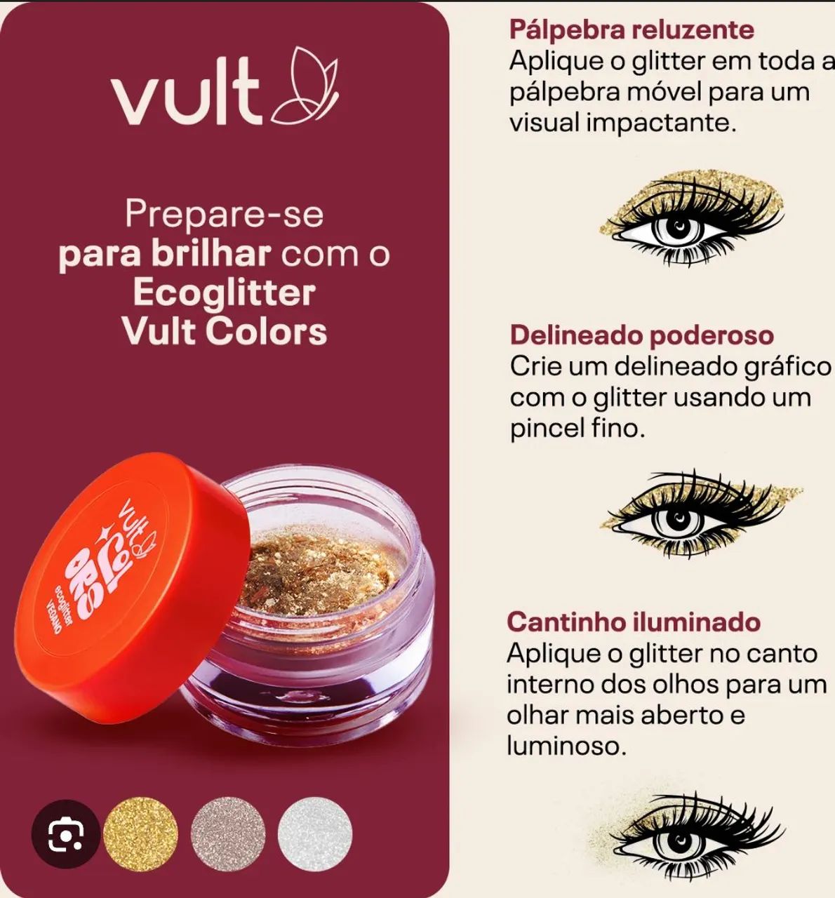 Sombra Primer e Eco Glitter | Make Maquiagem Vult  - Foto 3