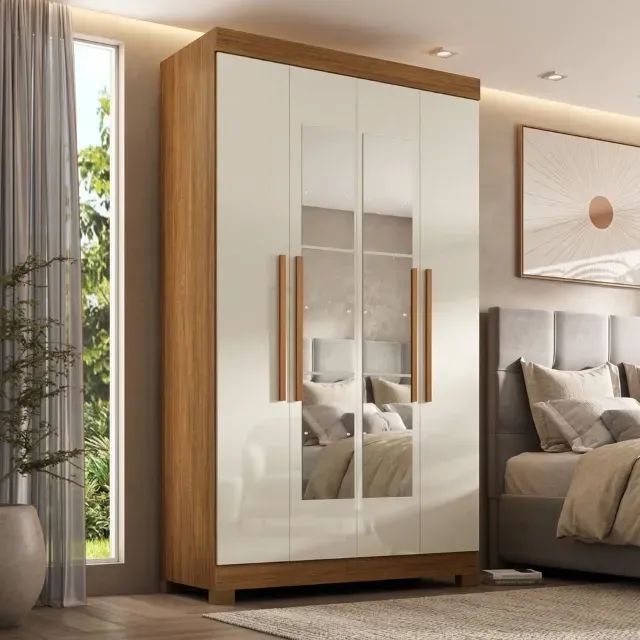Guarda Roupas 4 Pts 100% MDF Ouro Paris