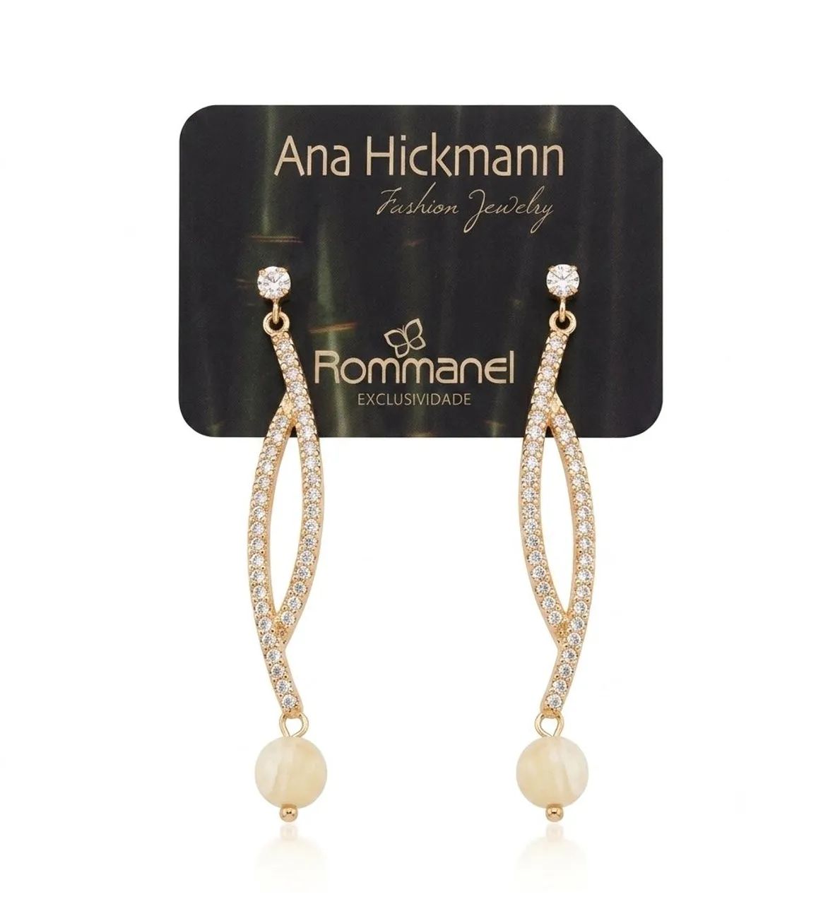 NOVA Semijoia Rommanel Brinco banhado Ouro 18k - Original