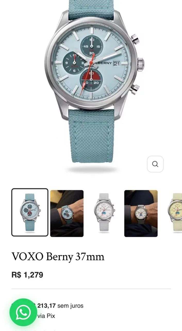 Relógio Berny Cronógrafo azul 37mm - Foto 5