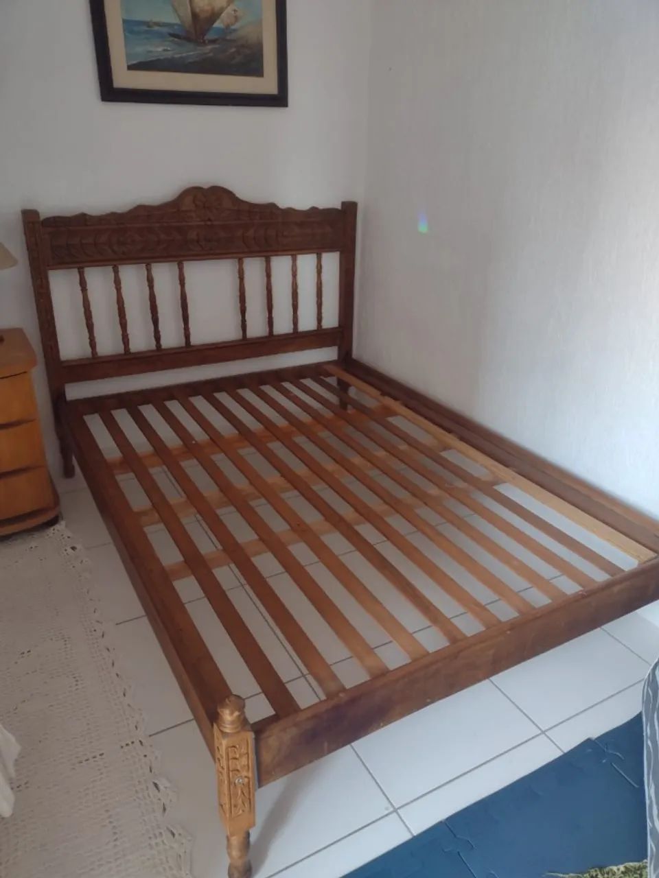 Cama de Madeira Jacarandá Vintage com colchão - Foto 3