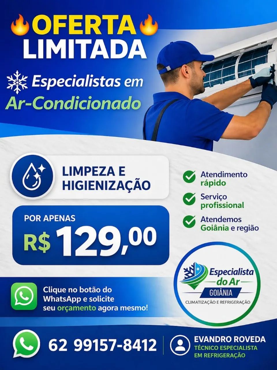 Limpeza de Split 129 reais