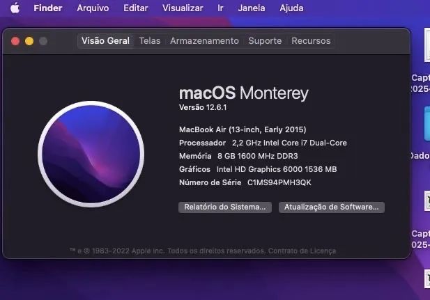 MacBook Air 13 - 2015 - 8 GB RAM - 256 Gb 