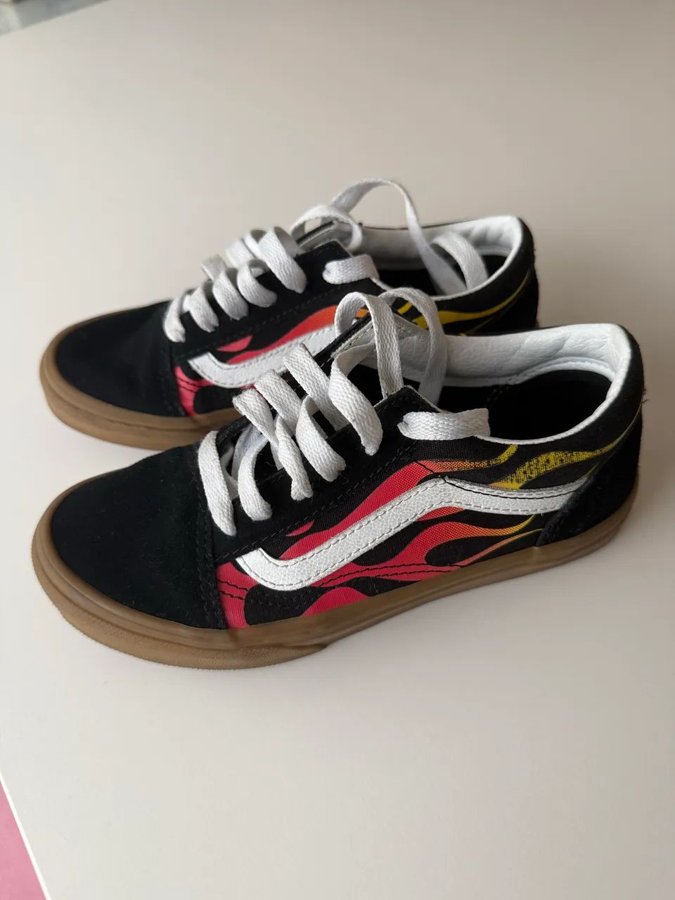tênis vans old skool flame black fogo