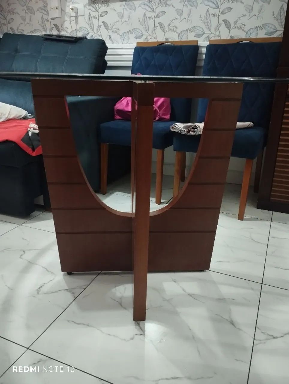 Mesa de jantar vidro e madeira  - Foto 4