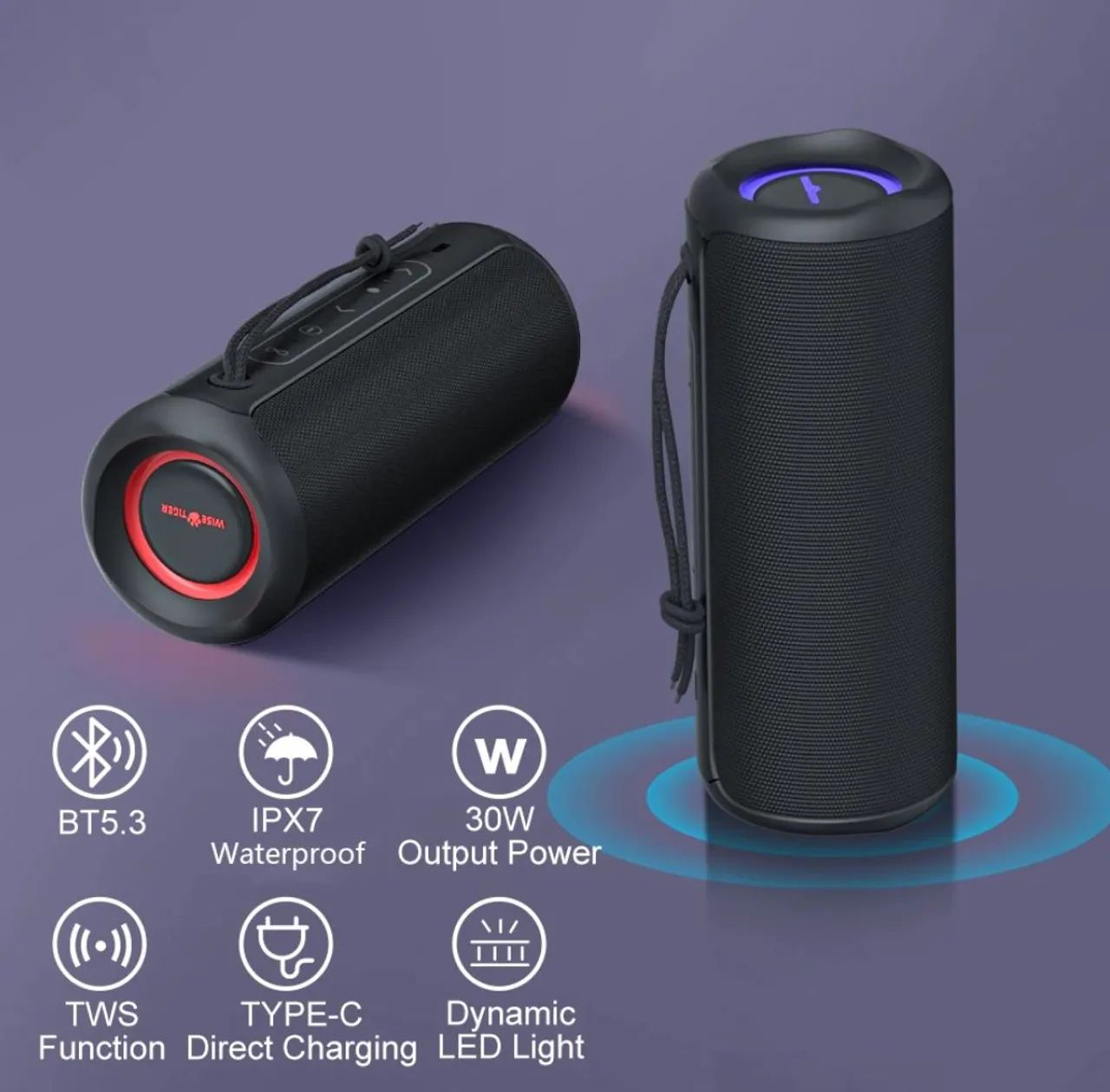 Caixa de som Bluetooth 30W Wise Tiger P3 - Foto 3