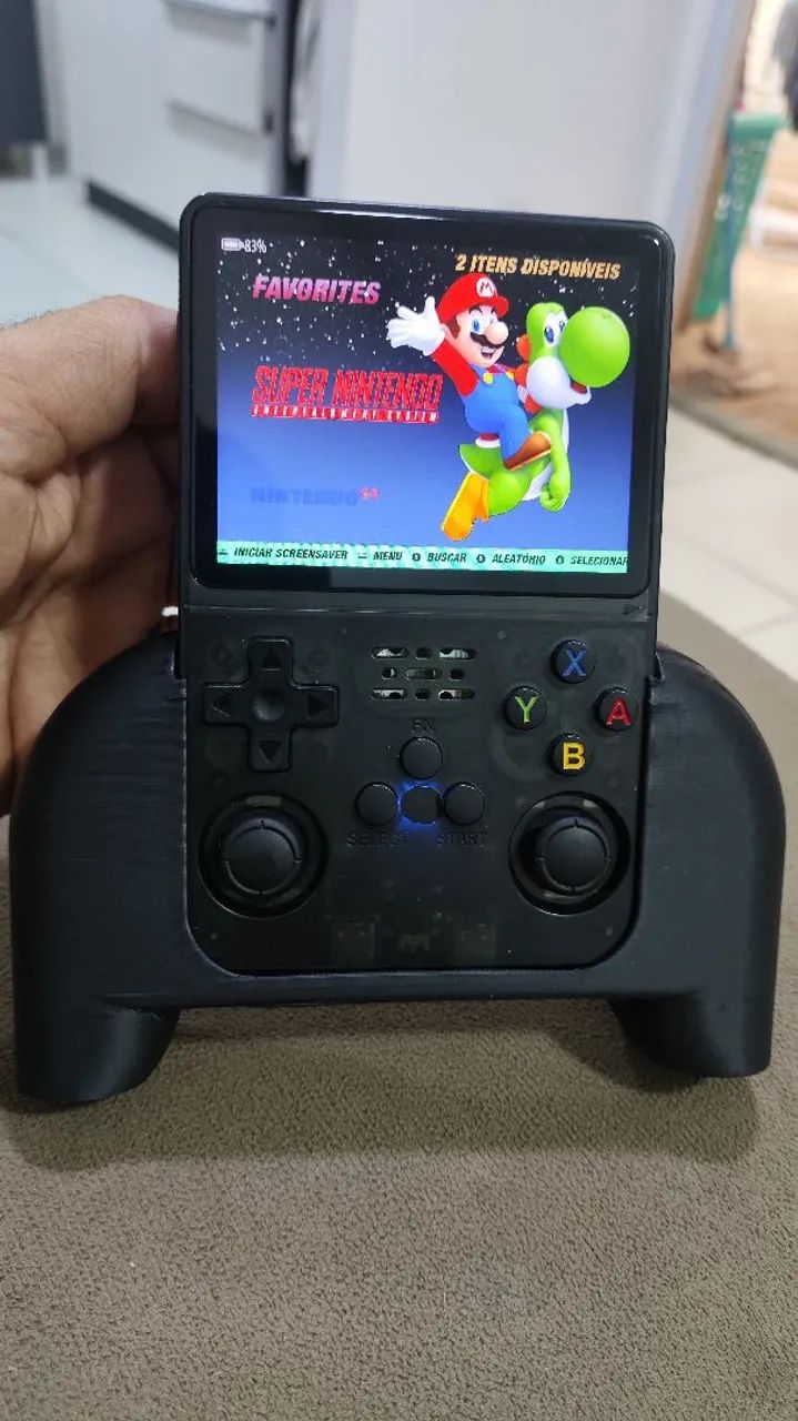 Console R36S + Grip de Pegada Melhorada
