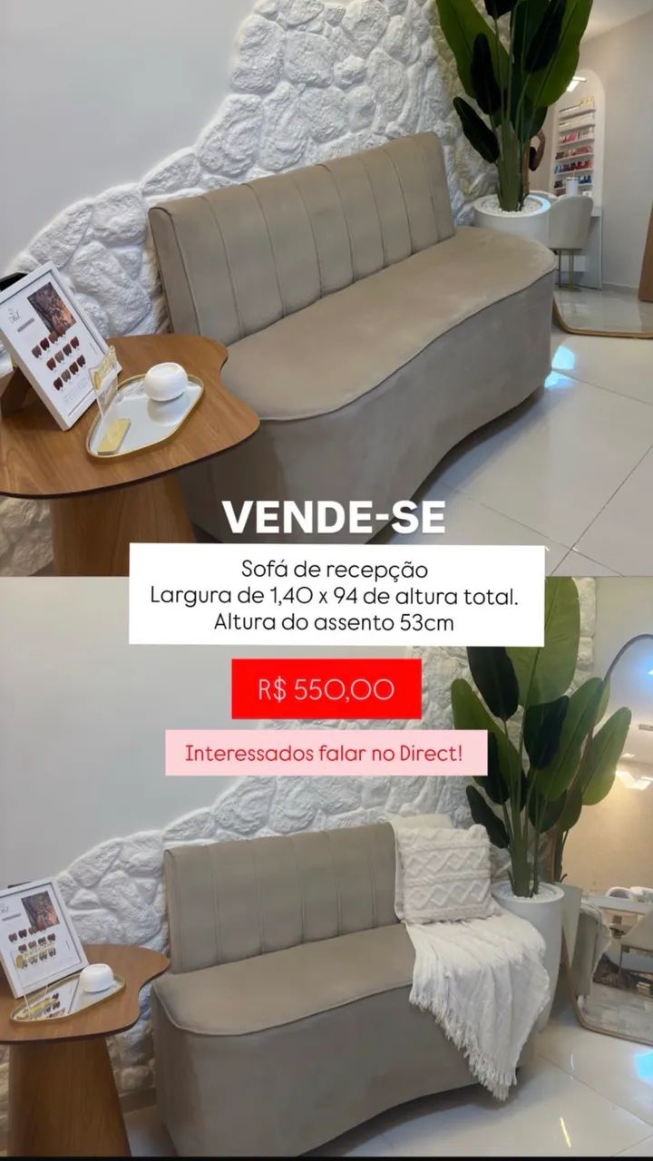 Sofá recepção orgânico 1,40x 94 de altura total 