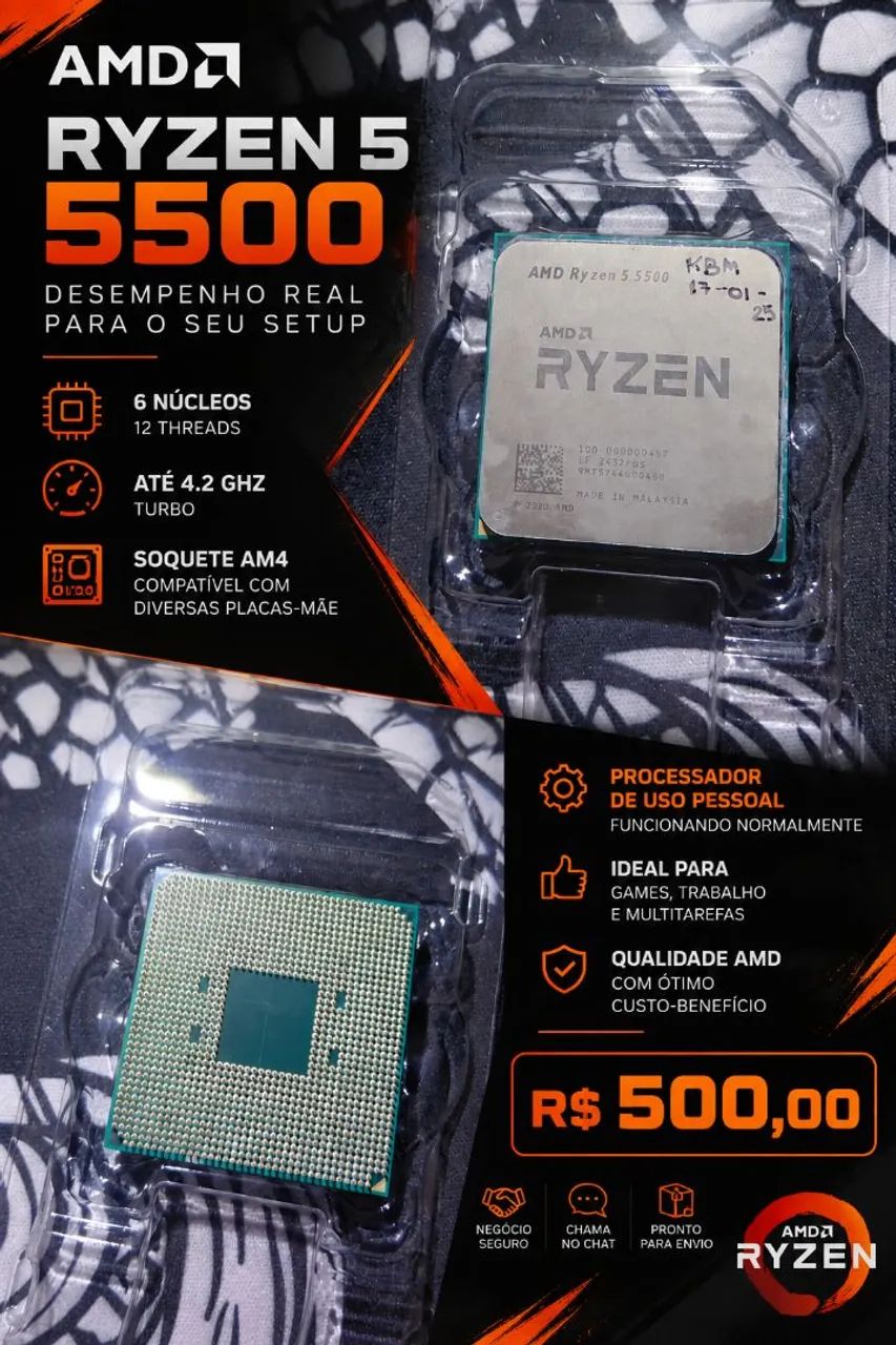 AMD Ryzen 5 5500 6 Núcleos 12 Threads AM4 - Processador