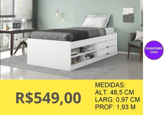 CAMA SOLTEIRO MADEIRA 