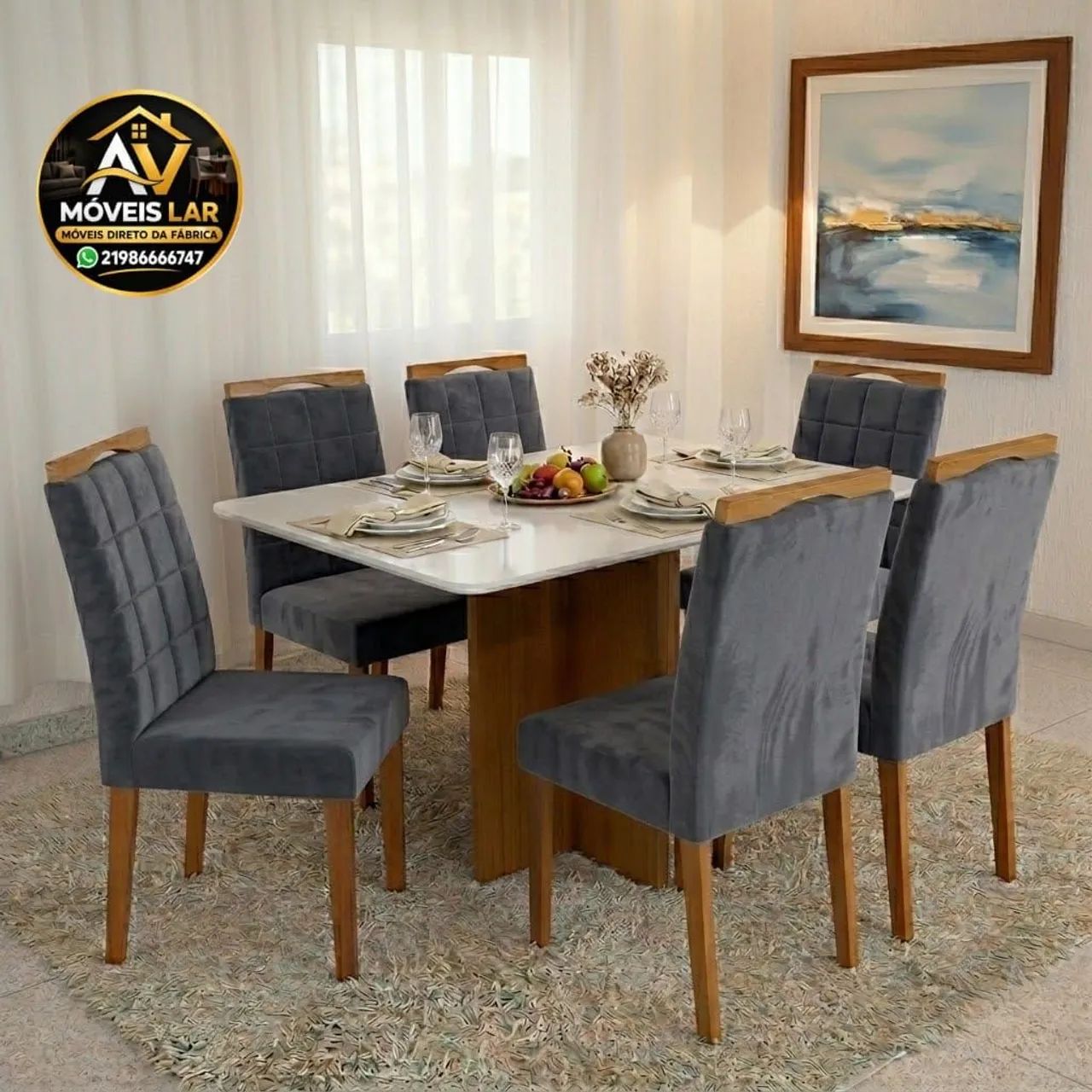 Mesa de jantar com 6 cadeiras 