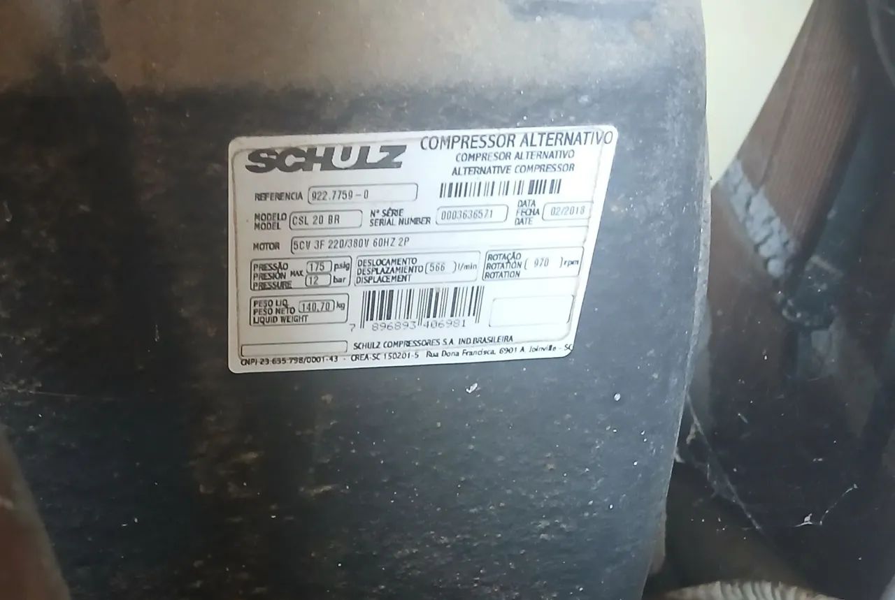 Compressor schulz ,modelo csl 20 br  - Foto 3