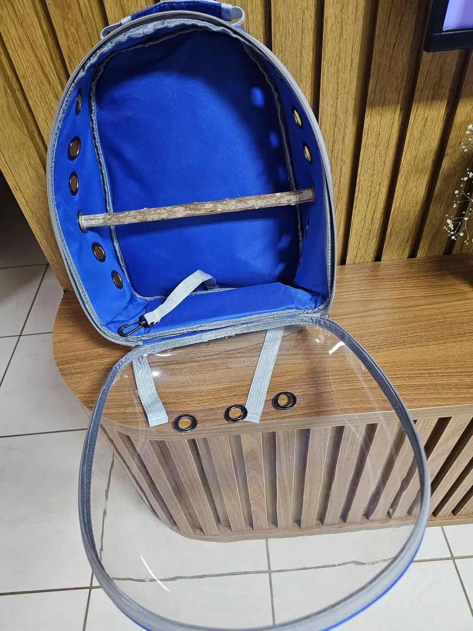 MOCHILA, BOLSA DE TRANSPORTE PARA CALOPSITA E AVES COM POLEIRO. - Foto 2