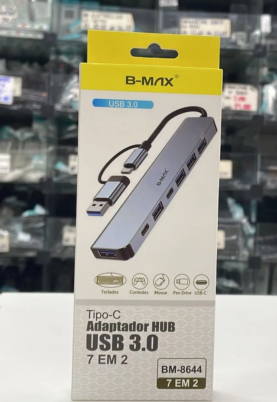 Adaptador HUB USB 3.0 Tipo-C 7 em 2 B-Max BM-8644