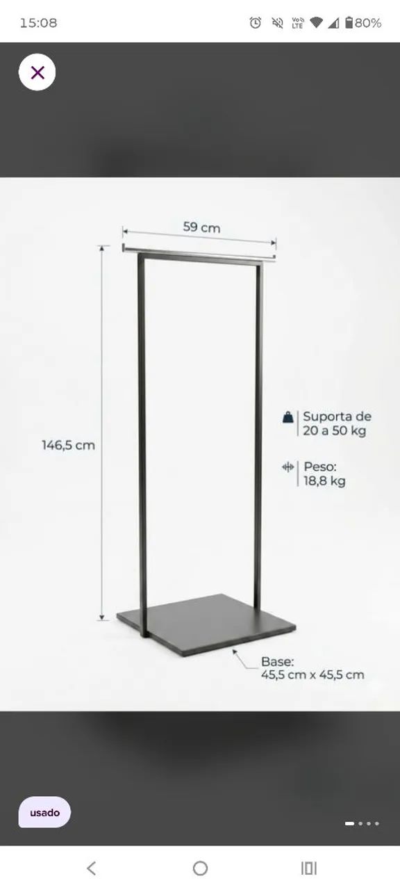 Arara de roupas industrial preta 
