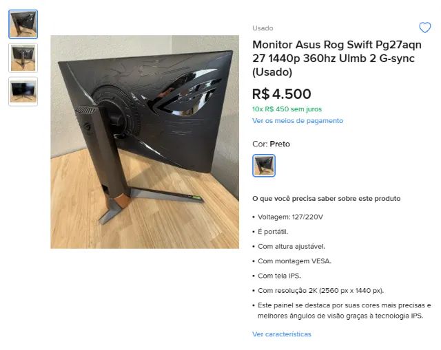 Monitor Gamer 360hz Asus ROG 24.5 - Foto 5