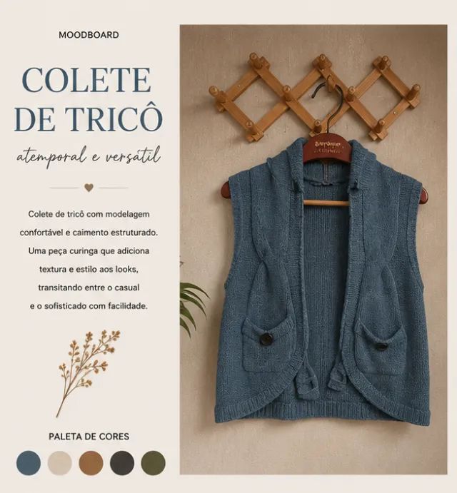 Colete feminino azul com bolsos - Foto 3