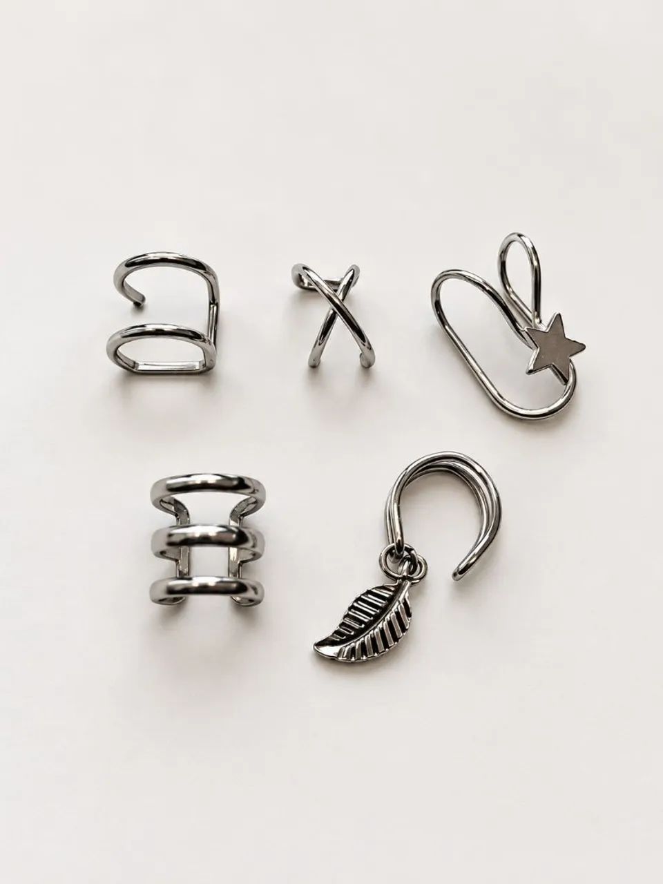 Kit com 5 Piercings de Pressão Prata (Bijuteria)