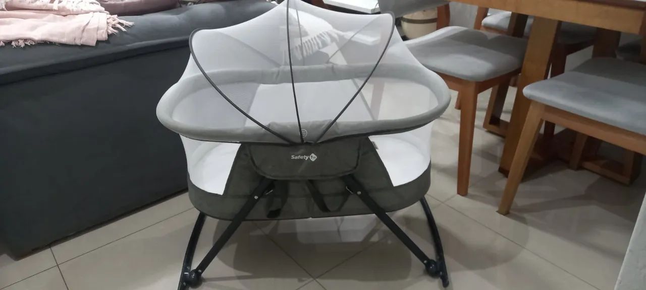 Berço Moisés Portátil Com Balanço Safety  Cinza - Foto 2