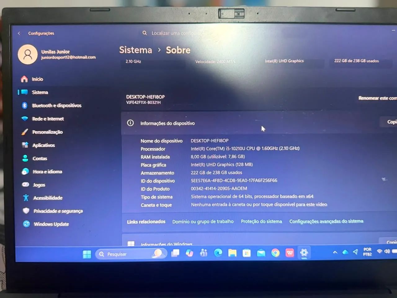 Notebook i5 10 geração