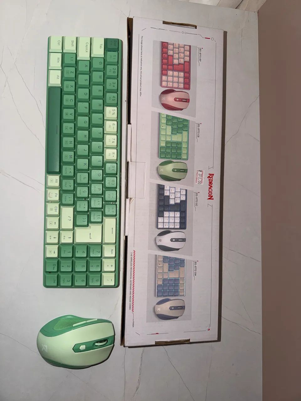 Teclado + Mouse Redragon Sem Fio Verde - Pouco Uso - Foto 2