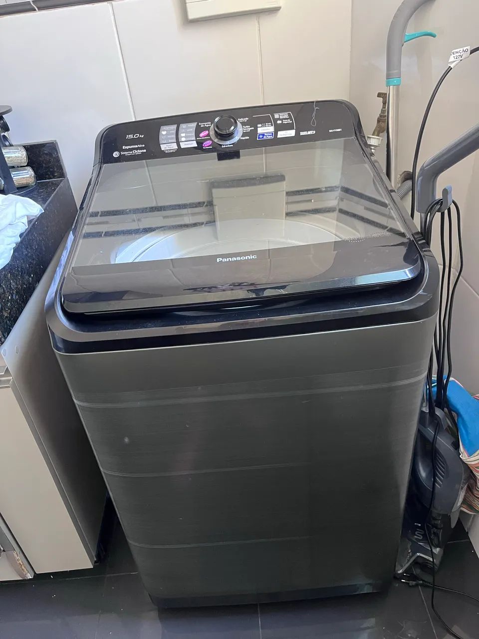 Máquina de lavar roupa Panasonic 15kg com 8 programas e smart sense  - Foto 4