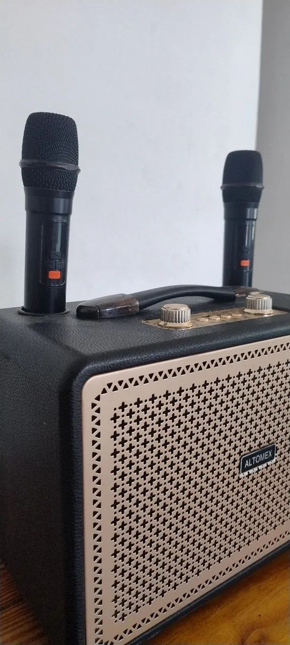 Caixa de som Karaokê com 2 microfones  - Foto 4