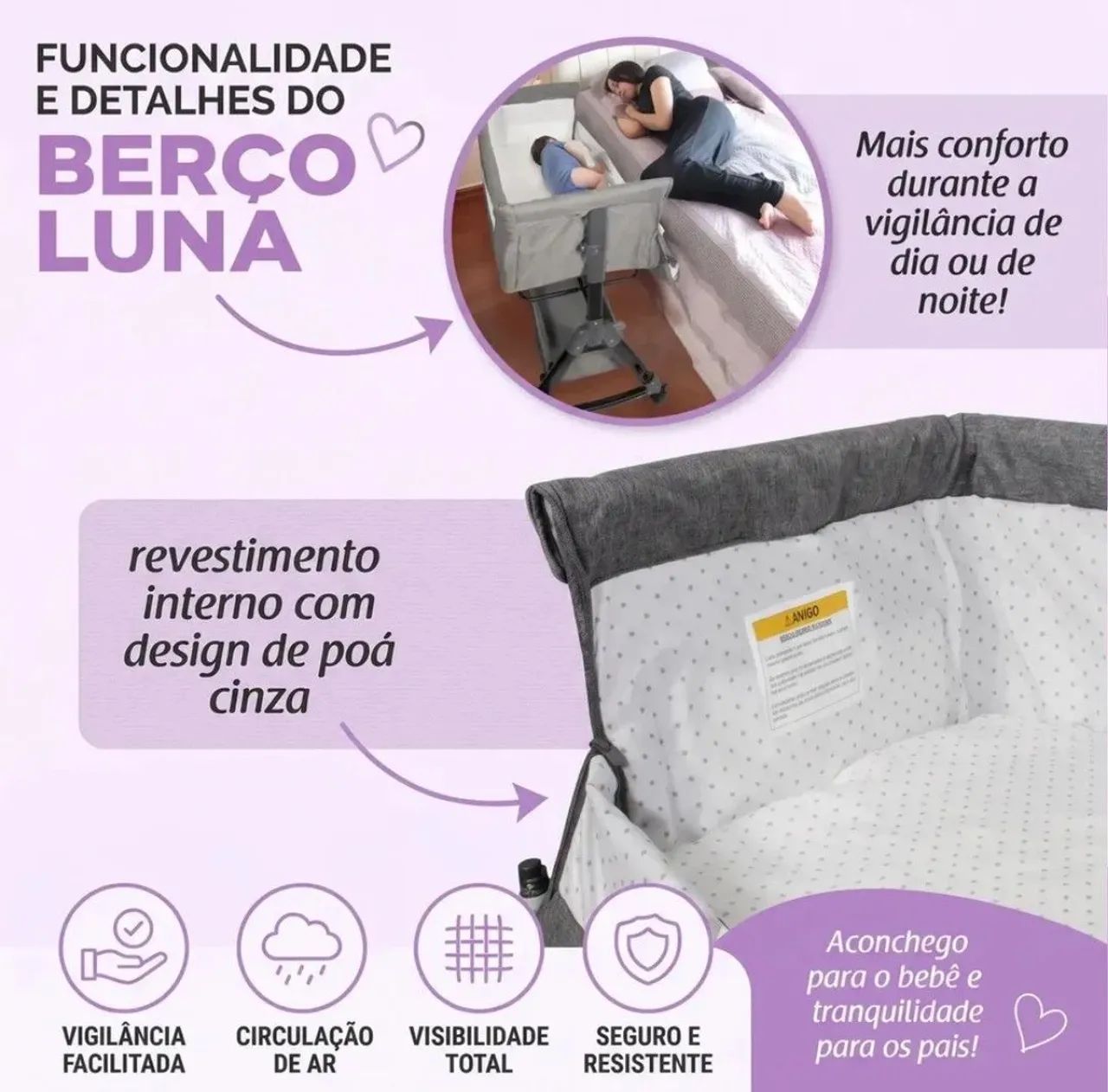 BERÇO CO-BED LUNA DA KA BABY! - Foto 2