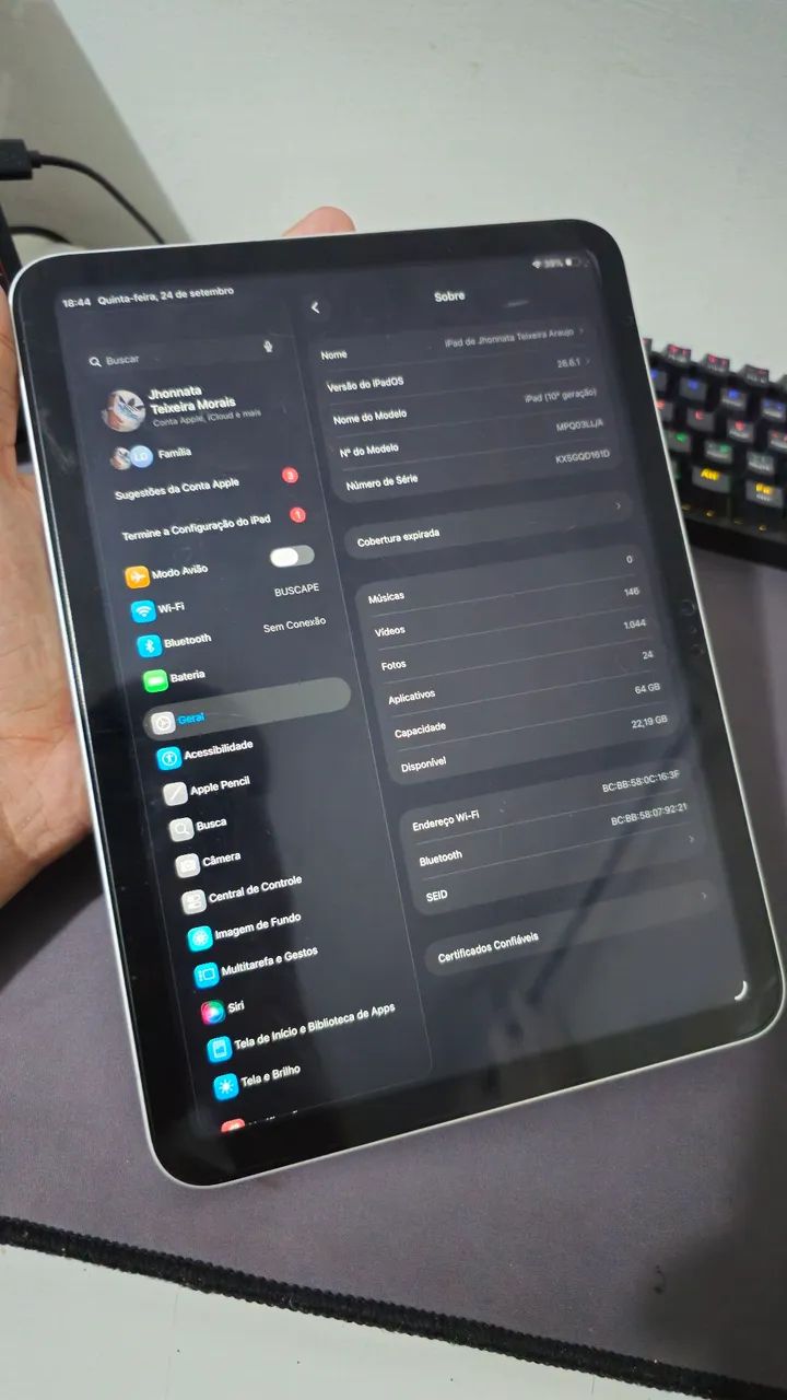 Ipad 10 [Cor Prata] Em perfeito estado  - Foto 3