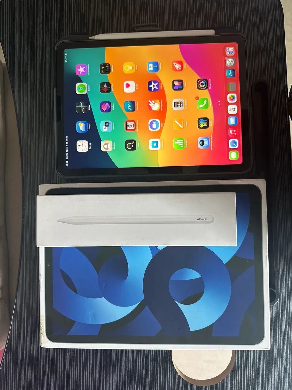 iPad Air M1 + Apple Pencil 2 + Caixa + Case + Película | Impecável - Foto 2