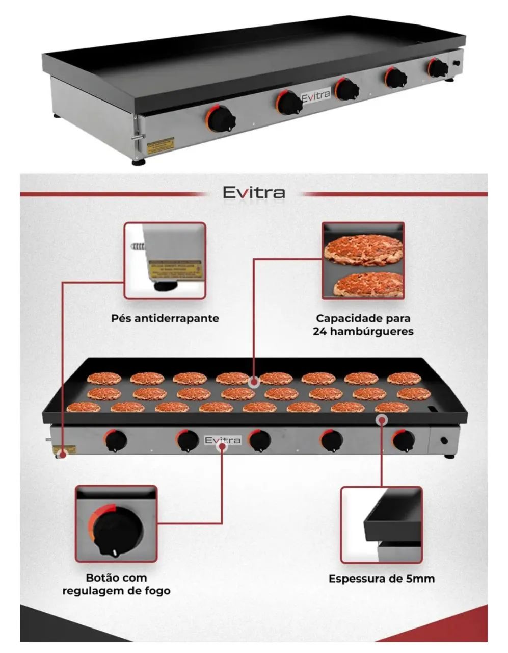 Vendo chapa de lanche com 5 queimadores muito nova