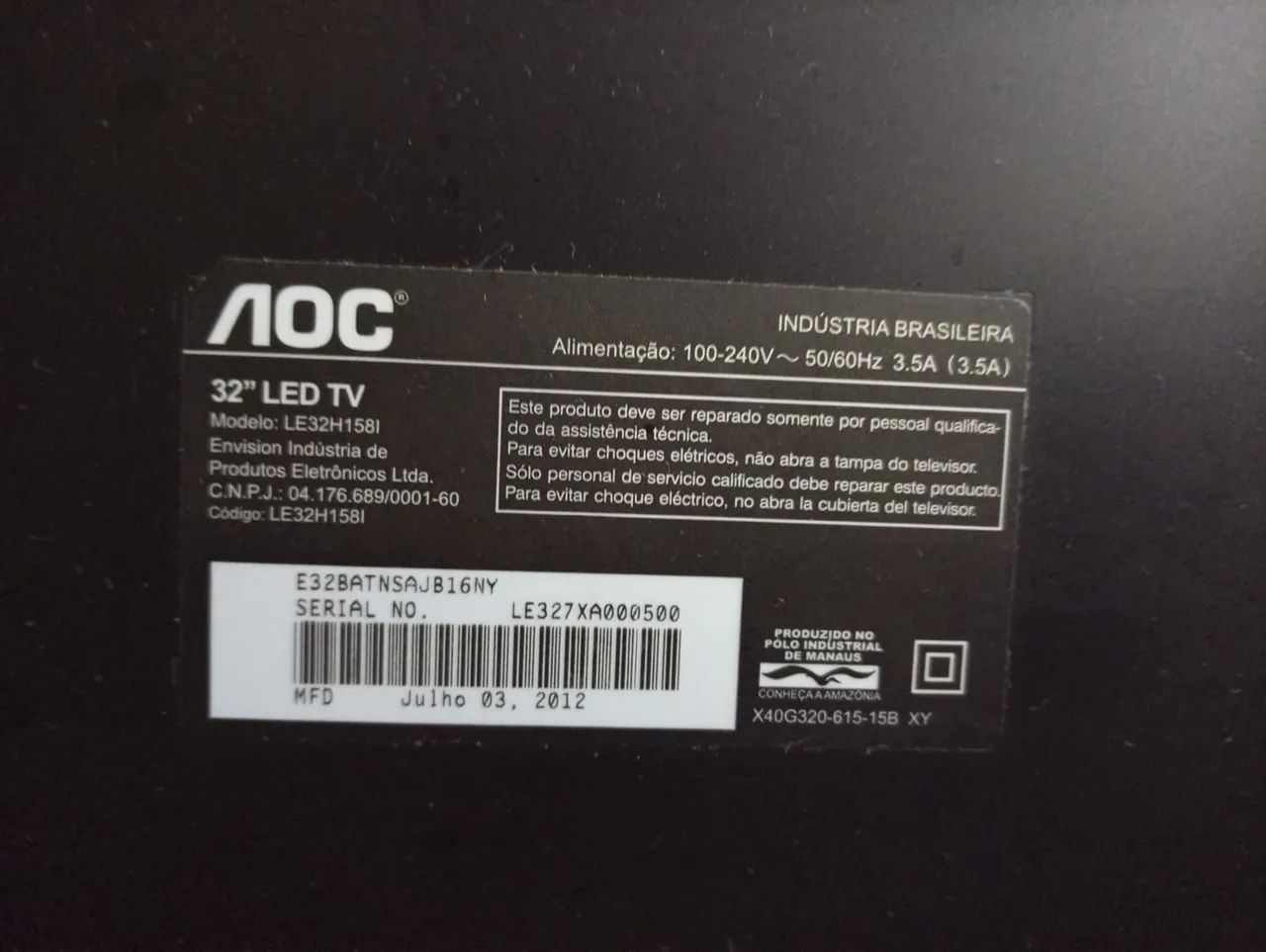 Tv 32 AOC para retirada de peças  - Foto 5