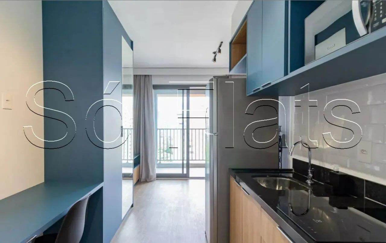 Studio mobiliado disponível para locação Brooklin 27m² próximo Metrô e Av. Santo Amaro.