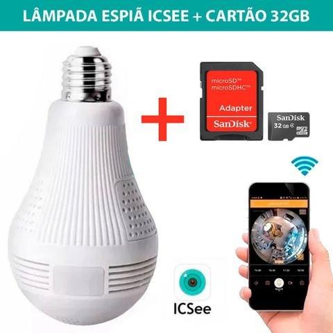 Lâmpada Câmera 360º Espia Ip Wifi Wif Icsee Casa Escritório Empresa CFTV - Foto 5