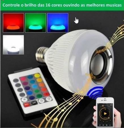 Lâmpada Muda De Cor E Com Som Bluetooth + Controle